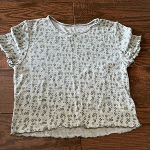 Green flower summer top